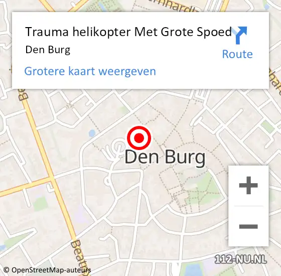 Locatie op kaart van de 112 melding: Trauma helikopter Met Grote Spoed Naar Den Burg op 9 augustus 2021 15:04
