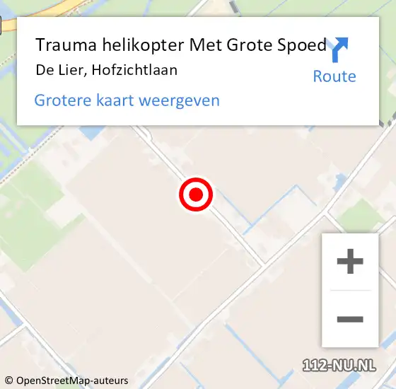 Locatie op kaart van de 112 melding: Trauma helikopter Met Grote Spoed Naar De Lier, Hofzichtlaan op 9 augustus 2021 15:17