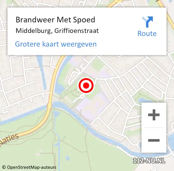 Locatie op kaart van de 112 melding: Brandweer Met Spoed Naar Middelburg, Griffioenstraat op 9 augustus 2021 15:24