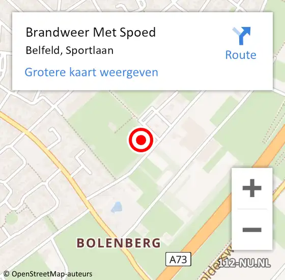 Locatie op kaart van de 112 melding: Brandweer Met Spoed Naar Belfeld, Sportlaan op 9 augustus 2021 15:41