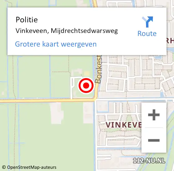 Locatie op kaart van de 112 melding: Politie Vinkeveen, Mijdrechtsedwarsweg op 9 augustus 2021 16:02