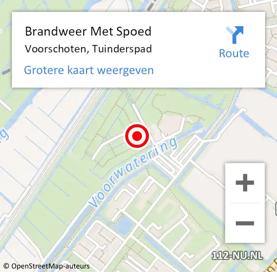 Locatie op kaart van de 112 melding: Brandweer Met Spoed Naar Voorschoten, Tuinderspad op 9 augustus 2021 16:04