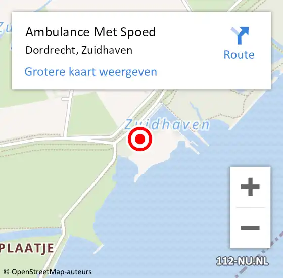 Locatie op kaart van de 112 melding: Ambulance Met Spoed Naar Dordrecht, Zuidhaven op 9 augustus 2021 16:18