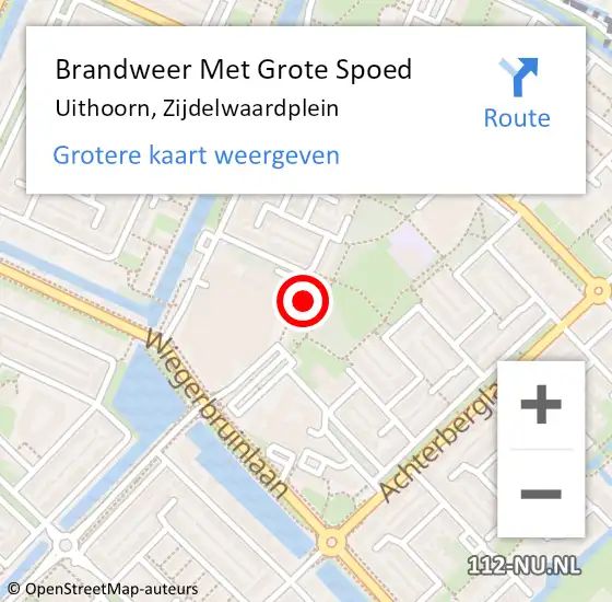 Locatie op kaart van de 112 melding: Brandweer Met Grote Spoed Naar Uithoorn, Zijdelwaardplein op 9 augustus 2021 16:25