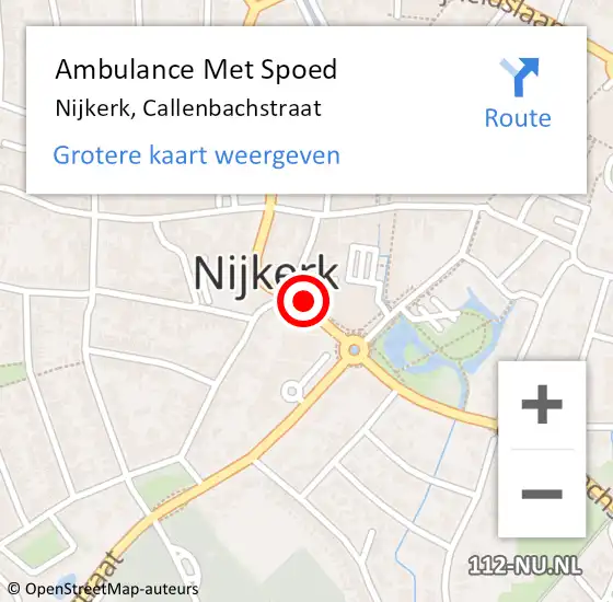 Locatie op kaart van de 112 melding: Ambulance Met Spoed Naar Nijkerk, Callenbachstraat op 9 augustus 2021 17:09