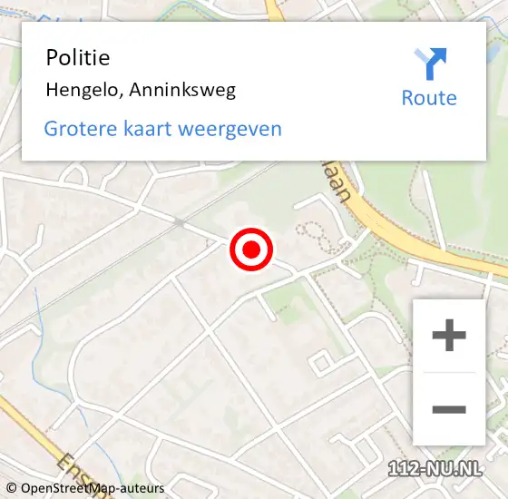 Locatie op kaart van de 112 melding: Politie Hengelo, Anninksweg op 9 augustus 2021 17:33