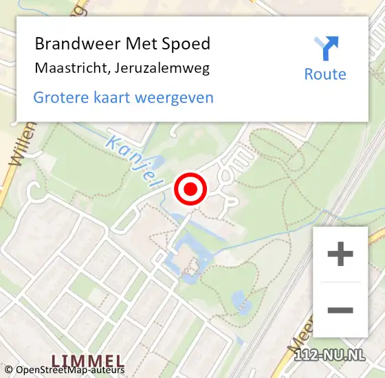 Locatie op kaart van de 112 melding: Brandweer Met Spoed Naar Maastricht, Jeruzalemweg op 9 augustus 2021 17:44