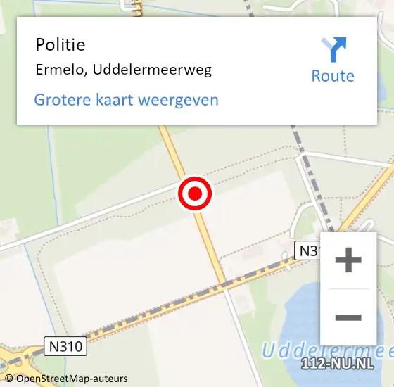 Locatie op kaart van de 112 melding: Politie Ermelo, Uddelermeerweg op 9 augustus 2021 18:14