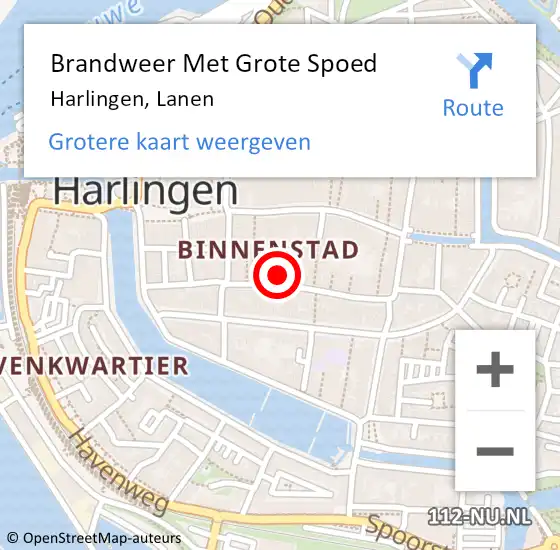 Locatie op kaart van de 112 melding: Brandweer Met Grote Spoed Naar Harlingen, Lanen op 9 augustus 2021 18:15