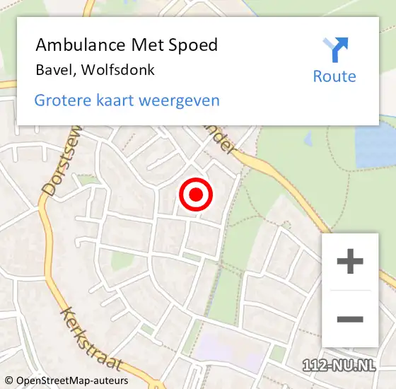 Locatie op kaart van de 112 melding: Ambulance Met Spoed Naar Bavel, Wolfsdonk op 19 juni 2014 09:38