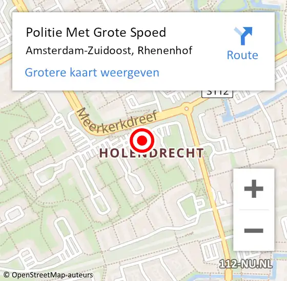 Locatie op kaart van de 112 melding: Politie Met Grote Spoed Naar Amsterdam-Zuidoost, Rhenenhof op 9 augustus 2021 18:26