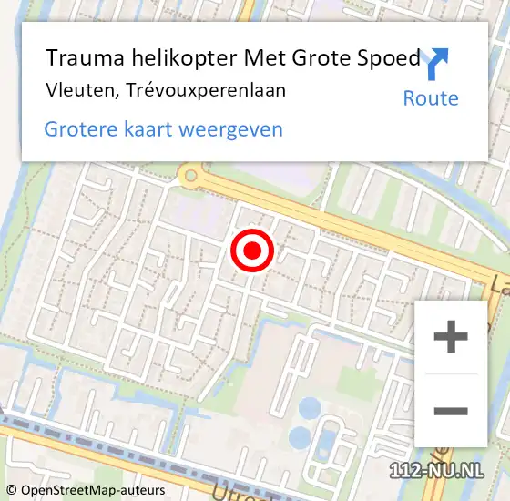 Locatie op kaart van de 112 melding: Trauma helikopter Met Grote Spoed Naar Vleuten, Trévouxperenlaan op 9 augustus 2021 18:30