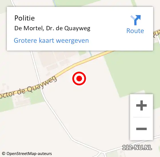 Locatie op kaart van de 112 melding: Politie De Mortel, Dr. de Quayweg op 9 augustus 2021 18:45
