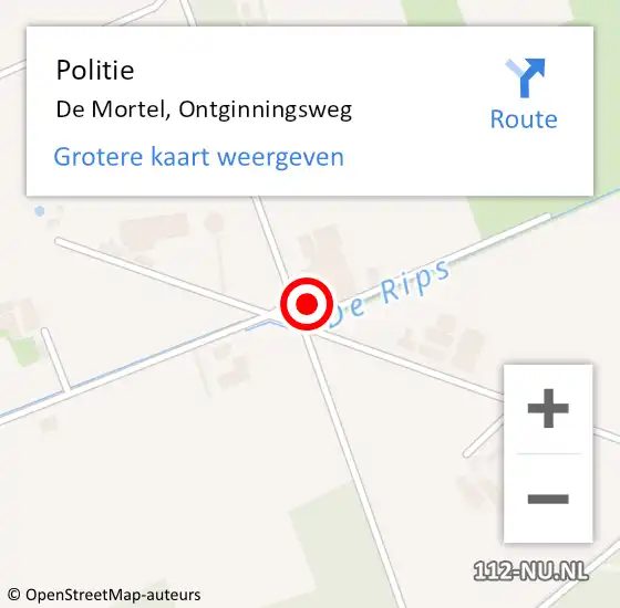 Locatie op kaart van de 112 melding: Politie De Mortel, Ontginningsweg op 9 augustus 2021 18:46