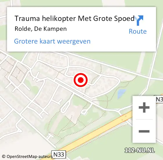 Locatie op kaart van de 112 melding: Trauma helikopter Met Grote Spoed Naar Rolde, De Kampen op 9 augustus 2021 18:57