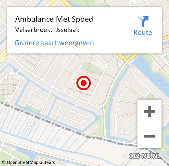 Locatie op kaart van de 112 melding: Ambulance Met Spoed Naar Velserbroek, IJsselaak op 9 augustus 2021 19:11