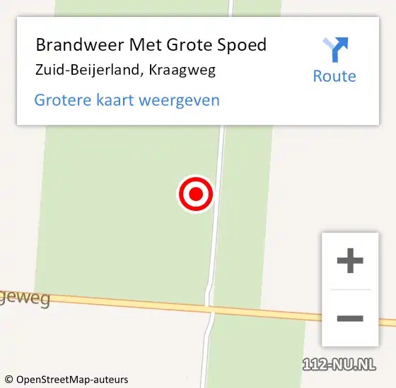 Locatie op kaart van de 112 melding: Brandweer Met Grote Spoed Naar Zuid-Beijerland, Kraagweg op 9 augustus 2021 19:41