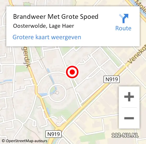 Locatie op kaart van de 112 melding: Brandweer Met Grote Spoed Naar Oosterwolde, Lage Haer op 9 augustus 2021 19:42