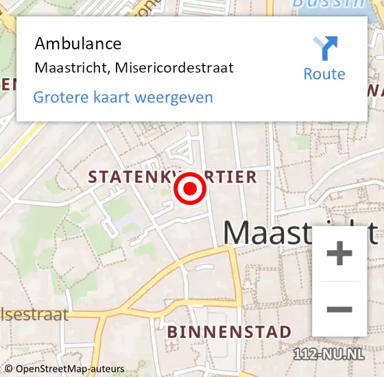 Locatie op kaart van de 112 melding: Ambulance Maastricht, Misericordestraat op 19 juni 2014 09:45