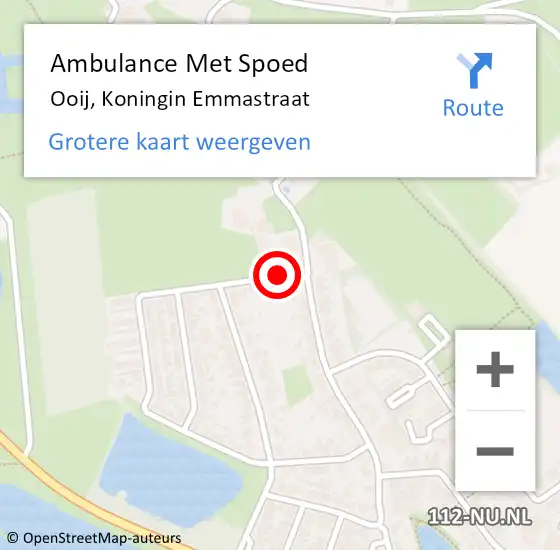 Locatie op kaart van de 112 melding: Ambulance Met Spoed Naar Ooij, Koningin Emmastraat op 9 augustus 2021 20:35