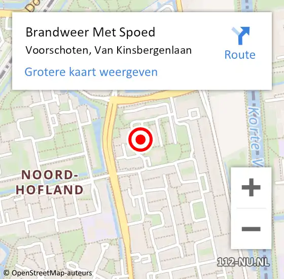 Locatie op kaart van de 112 melding: Brandweer Met Spoed Naar Voorschoten, Van Kinsbergenlaan op 9 augustus 2021 21:20