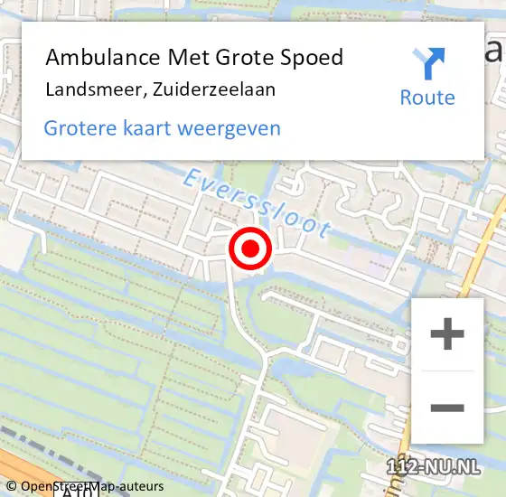 Locatie op kaart van de 112 melding: Ambulance Met Grote Spoed Naar Landsmeer, Zuiderzeelaan op 9 augustus 2021 22:13