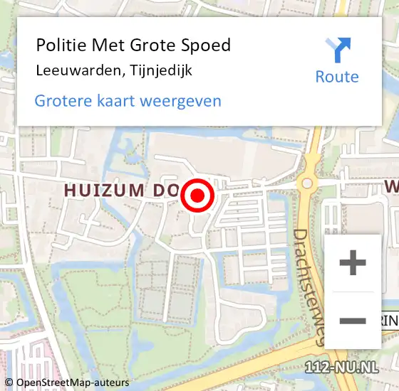 Locatie op kaart van de 112 melding: Politie Met Grote Spoed Naar Leeuwarden, Tijnjedijk op 9 augustus 2021 22:26