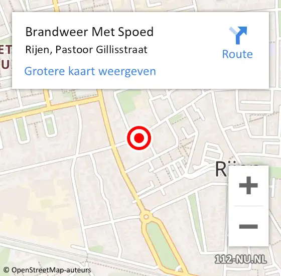 Locatie op kaart van de 112 melding: Brandweer Met Spoed Naar Rijen, Pastoor Gillisstraat op 9 augustus 2021 22:46