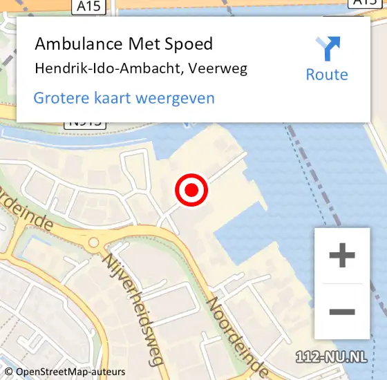 Locatie op kaart van de 112 melding: Ambulance Met Spoed Naar Hendrik-Ido-Ambacht, Veerweg op 9 augustus 2021 22:48