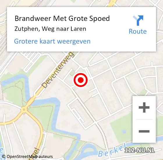 Locatie op kaart van de 112 melding: Brandweer Met Grote Spoed Naar Zutphen, Weg naar Laren op 9 augustus 2021 23:44