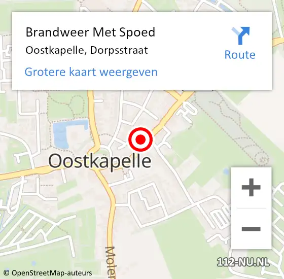 Locatie op kaart van de 112 melding: Brandweer Met Spoed Naar Oostkapelle, Dorpsstraat op 9 augustus 2021 23:47