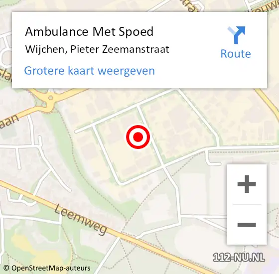 Locatie op kaart van de 112 melding: Ambulance Met Spoed Naar Wijchen, Pieter Zeemanstraat op 9 augustus 2021 23:48