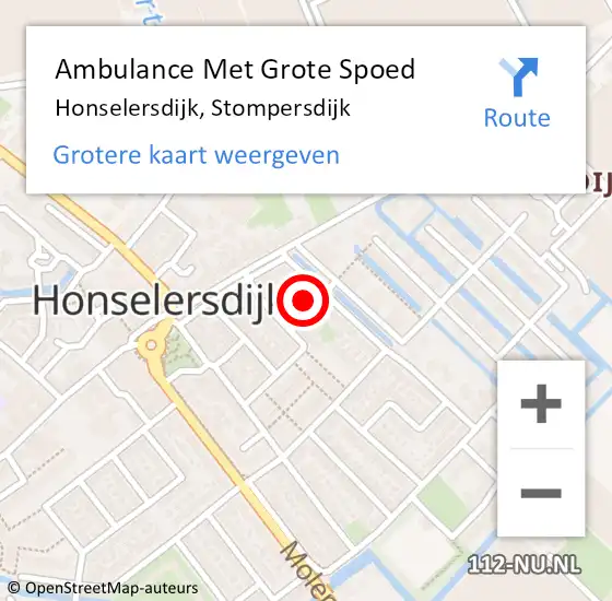 Locatie op kaart van de 112 melding: Ambulance Met Grote Spoed Naar Honselersdijk, Stompersdijk op 9 augustus 2021 23:48