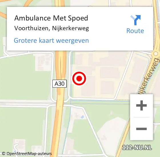 Locatie op kaart van de 112 melding: Ambulance Met Spoed Naar Voorthuizen, Nijkerkerweg op 10 augustus 2021 00:20