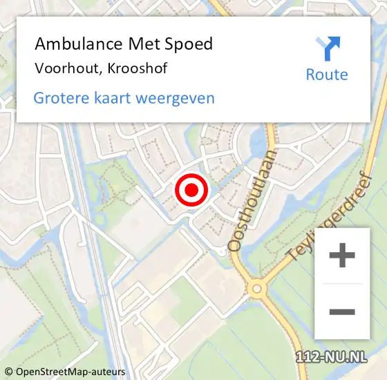 Locatie op kaart van de 112 melding: Ambulance Met Spoed Naar Voorhout, Krooshof op 10 augustus 2021 01:35