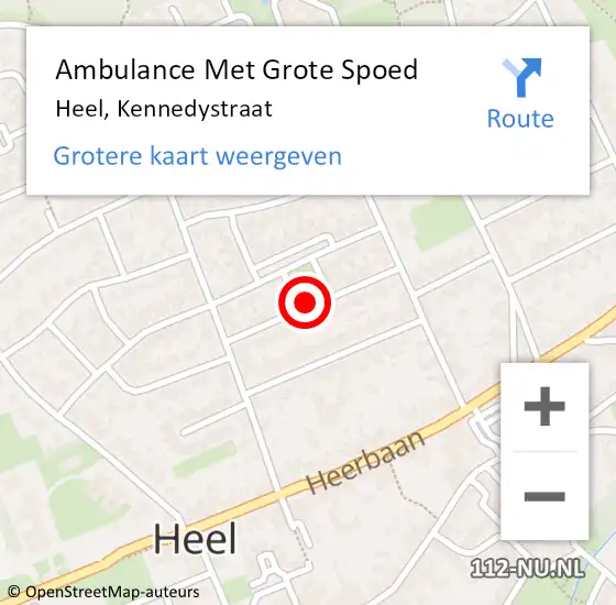 Locatie op kaart van de 112 melding: Ambulance Met Grote Spoed Naar Heel, Kennedystraat op 10 augustus 2021 03:14