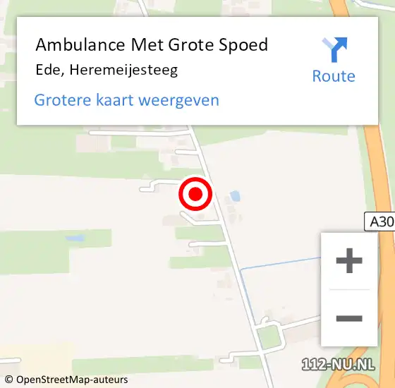 Locatie op kaart van de 112 melding: Ambulance Met Grote Spoed Naar Ede, Heremeijesteeg op 10 augustus 2021 03:22