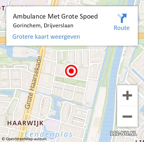 Locatie op kaart van de 112 melding: Ambulance Met Grote Spoed Naar Gorinchem, Drijverslaan op 10 augustus 2021 05:29