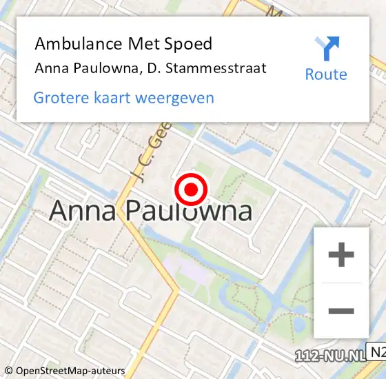 Locatie op kaart van de 112 melding: Ambulance Met Spoed Naar Anna Paulowna, D. Stammesstraat op 10 augustus 2021 06:00