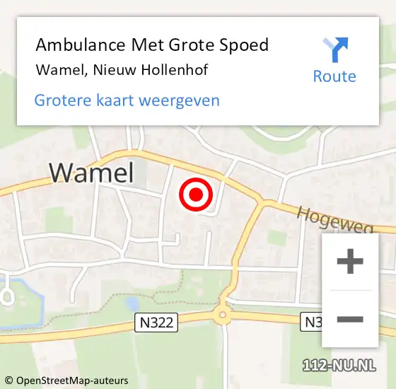 Locatie op kaart van de 112 melding: Ambulance Met Grote Spoed Naar Wamel, Nieuw Hollenhof op 10 augustus 2021 06:01