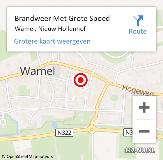 Locatie op kaart van de 112 melding: Brandweer Met Grote Spoed Naar Wamel, Nieuw Hollenhof op 10 augustus 2021 06:05