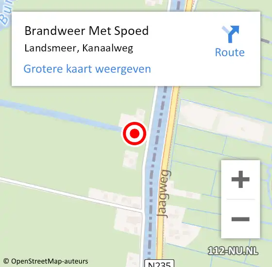 Locatie op kaart van de 112 melding: Brandweer Met Spoed Naar Landsmeer, Kanaalweg op 10 augustus 2021 06:47