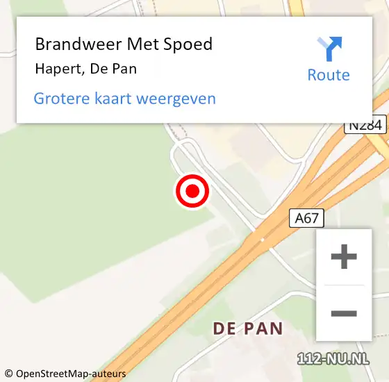 Locatie op kaart van de 112 melding: Brandweer Met Spoed Naar Hapert, De Pan op 10 augustus 2021 06:52