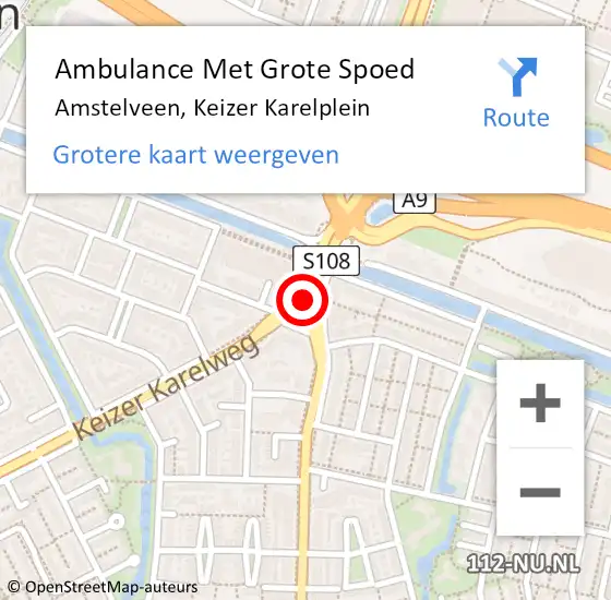 Locatie op kaart van de 112 melding: Ambulance Met Grote Spoed Naar Amstelveen, Keizer Karelplein op 10 augustus 2021 07:31