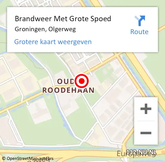 Locatie op kaart van de 112 melding: Brandweer Met Grote Spoed Naar Groningen, Olgerweg op 10 augustus 2021 07:37