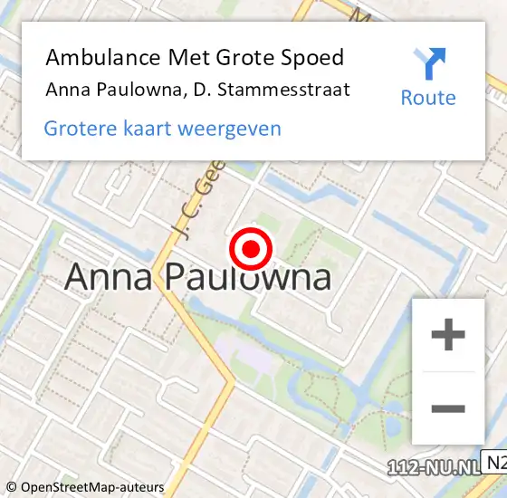 Locatie op kaart van de 112 melding: Ambulance Met Grote Spoed Naar Anna Paulowna, D. Stammesstraat op 10 augustus 2021 07:46