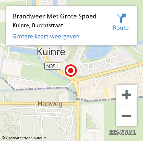 Locatie op kaart van de 112 melding: Brandweer Met Grote Spoed Naar Kuinre, Burchtstraat op 10 augustus 2021 08:01