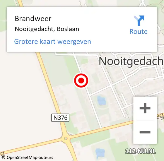 Locatie op kaart van de 112 melding: Brandweer Nooitgedacht, Boslaan op 10 augustus 2021 09:07