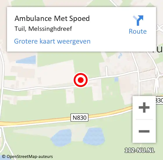 Locatie op kaart van de 112 melding: Ambulance Met Spoed Naar Tuil, Melssinghdreef op 10 augustus 2021 09:07