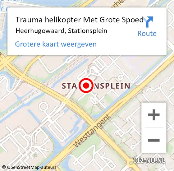 Locatie op kaart van de 112 melding: Trauma helikopter Met Grote Spoed Naar Heerhugowaard, Stationsplein op 10 augustus 2021 09:09